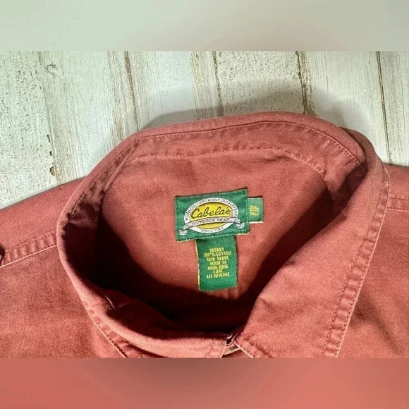 Cabelas Outdoor Gear Heavy Duty Twill Long sleeve Button Up Shirt 2XTall Maroon - Picture 5 of 13